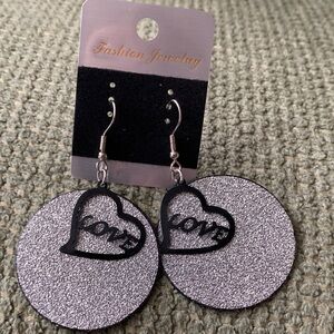 Silver Heart Dangle Earrings